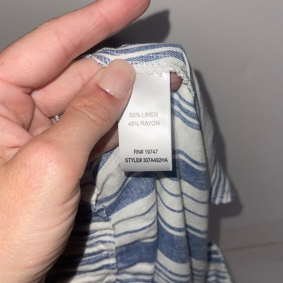 LAND ‘N SEA Blue and White Stripe Linen Blend Wide Leg Pants M NWT - Picture 5 of 8